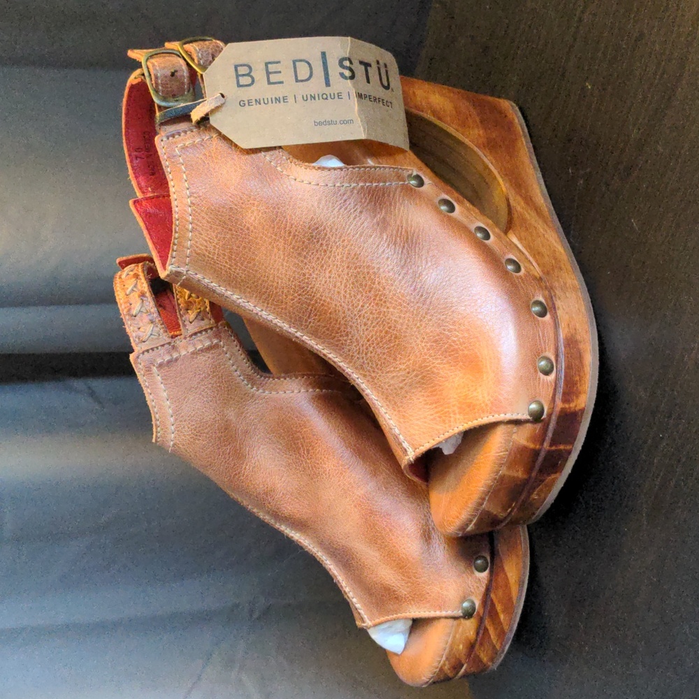 SOLD - NEW BedStu Imelda Tan Rustic Cutout Platform Wedge Sandals sz 7 Boho - Picture 5 of 12
